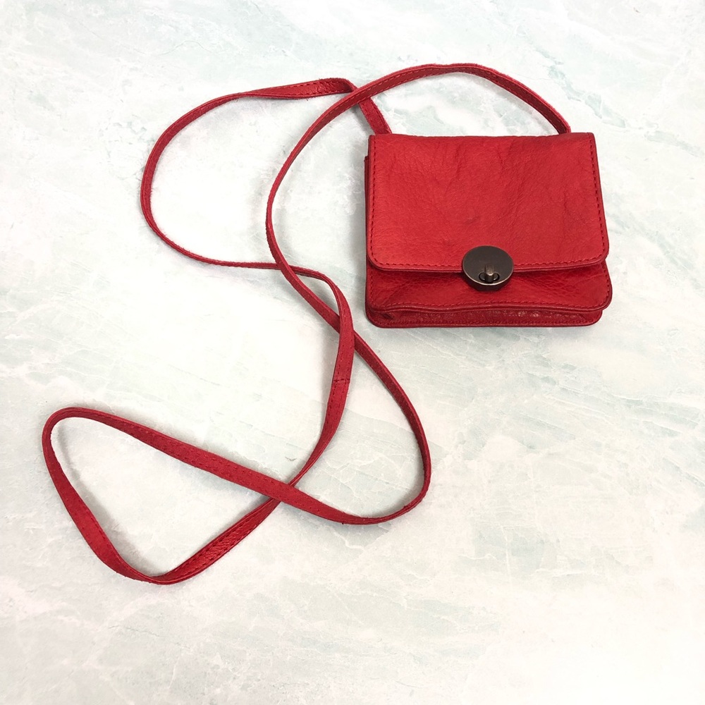 ALTERNATIVE red mini crossbody leather handbag